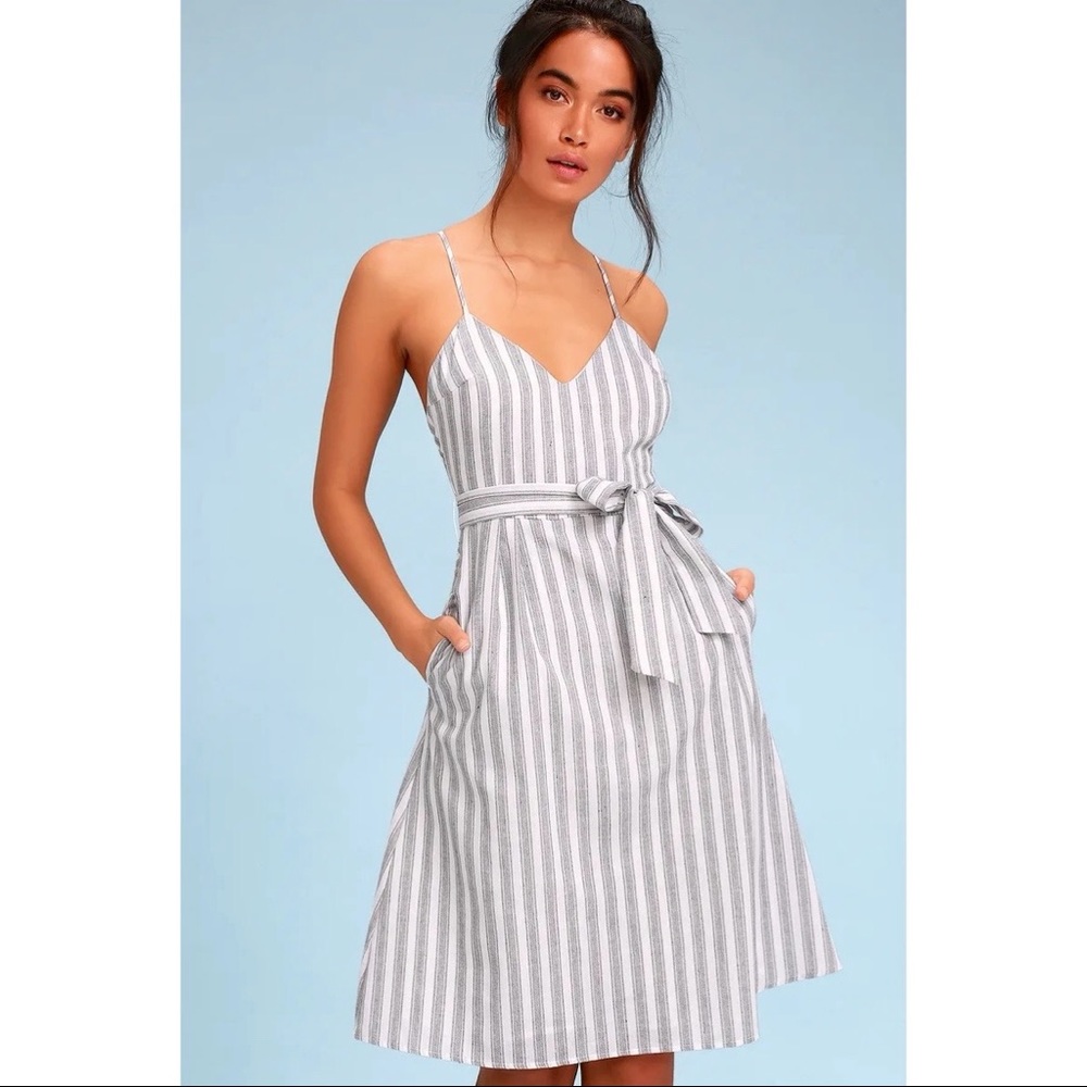 Lulus Nelson Black and White Striped Dress